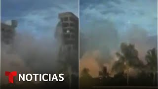 Testigo relata el momento del colapso del edificio en Miami  Noticias Telemundo [upl. by Wailoo]