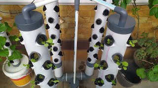 DIY  Vertical Hydroponic System using 4 Towers Part 1  hydroponic farming at home [upl. by Ruamaj]