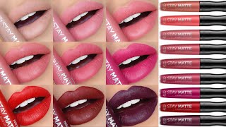 RIMMEL STAY MATTE LIQUID LIPSTICKS SWATCHES amp REVIEW  ALL 14 SHADES [upl. by Verbenia238]