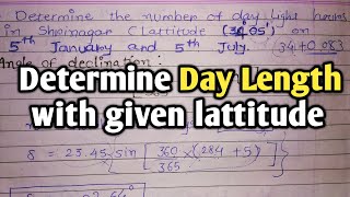 Determine Number of Day Light  REE  Declination Angle  Lattitude [upl. by Nuyh932]