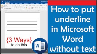 How to put underline in Microsoft Word without text [upl. by Ailee]