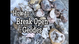 How to Break Open a Geode  Techniques Equipment and Safety Tips  Moonstone Mamas [upl. by Yvor]