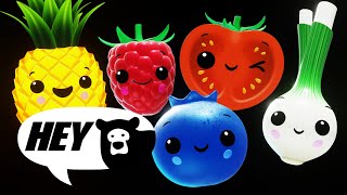 Hey Bear Sensory  Fruit Salad Dance Party  Counting 1 to 10  Fun animation with music [upl. by Wendelina893]