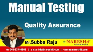 Quality Assurance  Manual Testing Tutorial  MrSubba Raju [upl. by Clive]