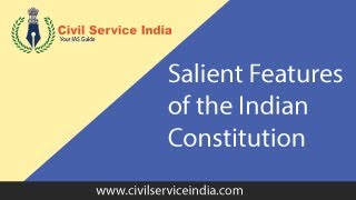 Salient Features of the Indian Constitution [upl. by Rufford]