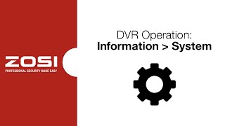 ZOSI DVR Operation  Information  System [upl. by Anu]