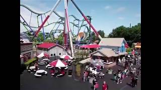 Aerial first look at Six Flags Harley Quinn Spinsanity ride [upl. by Niboc]