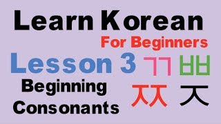 Learn Korean Lesson 3  Beginning Consonants The Korean Alphabets Hangul [upl. by Datha230]