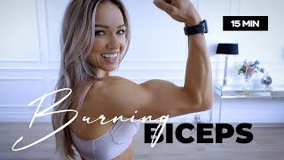 15 Minute BURNING Biceps Workout  Dumbbells  Caroline Girvan [upl. by Znerol]