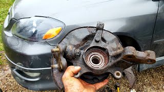 0308 Toyota Corolla amp Matrix Front Wheel Bearing Replacement the EASY Way Removal amp Install [upl. by Ahsenac]