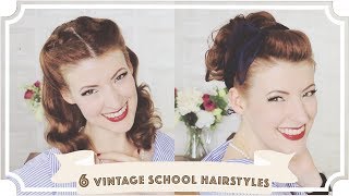 6 Easy Vintage 1950s Back To School Hairstyles CC [upl. by Merth]