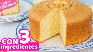 BIZCOCHO EXTRA ESPONJOSO CON 3 INGREDIENTES  RECETA FÁCIL  Quiero Cupcakes [upl. by Zilla]